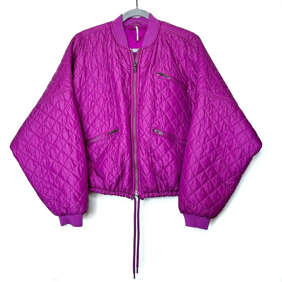 Free People Jackets & Blazers - Free People Quilted Puffer Bomber Jacket in Violet Purple